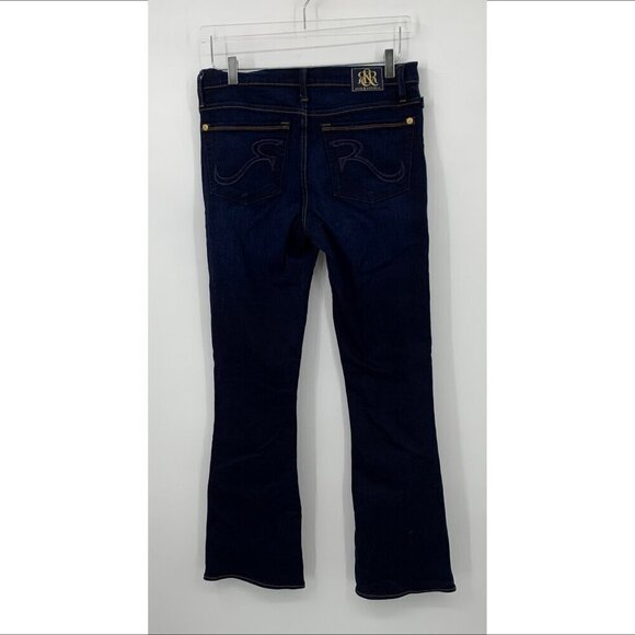 Rock & Republic Kassandra bootcut flare jeans dark blue wash embroidery denim 12 - Picture 4 of 7